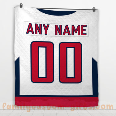Custom Premium Quilt Blanket Washington Jersey Ice Hockey Personalized Quilt Gifts for Her & Him